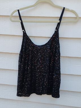 Deb Black Sequin Camisole Tank Top